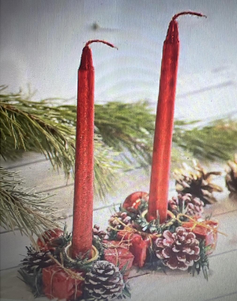 Vela navide&ntilde;o c/ porta velas 4pcs
